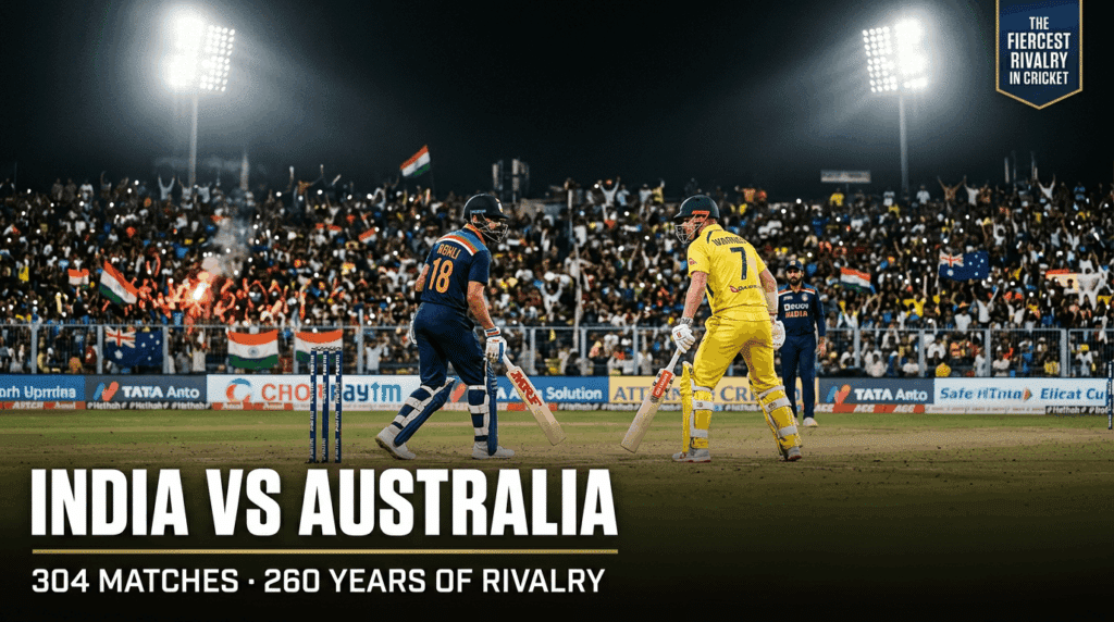 India vs Australia cricket rivalry hero image — 304 matches across all formats
