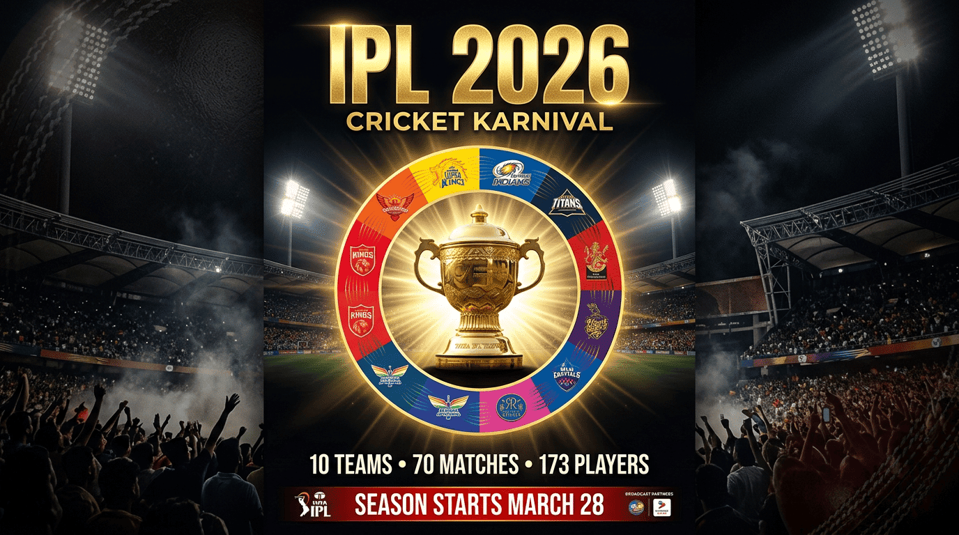 IPL 2026 teams and squads — all 10 franchises, 70 matches, season starts March 28
