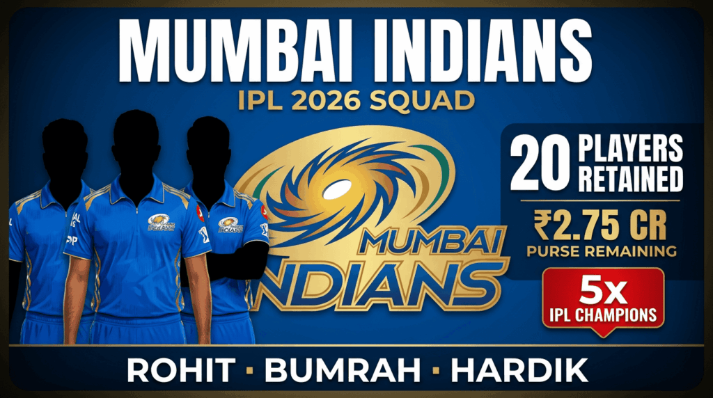 IPL 2026 teams and squads — Mumbai Indians retain 20 players including Rohit Sharma, Bumrah and Hardik Pandya
