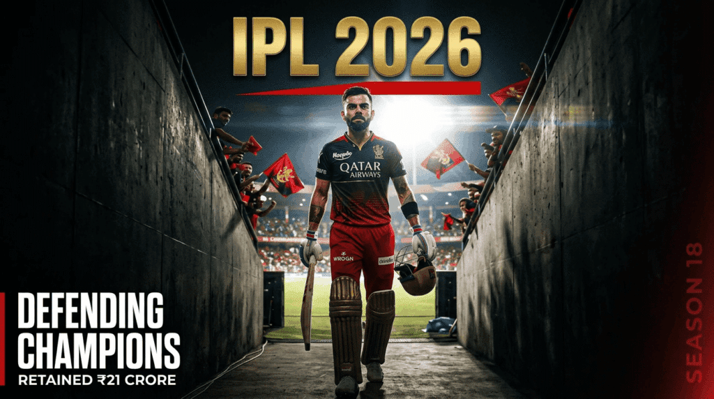 Virat Kohli in IPL 2026 as RCB defending champion retained for 21 crore