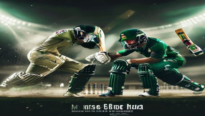 BAN vs NZ: Star Duel at Mirpur - Key Player Face-Off Bangladesh fast bowler and New Zealand batter face off with intense stares, dramatic lighting, and vibrant team color...