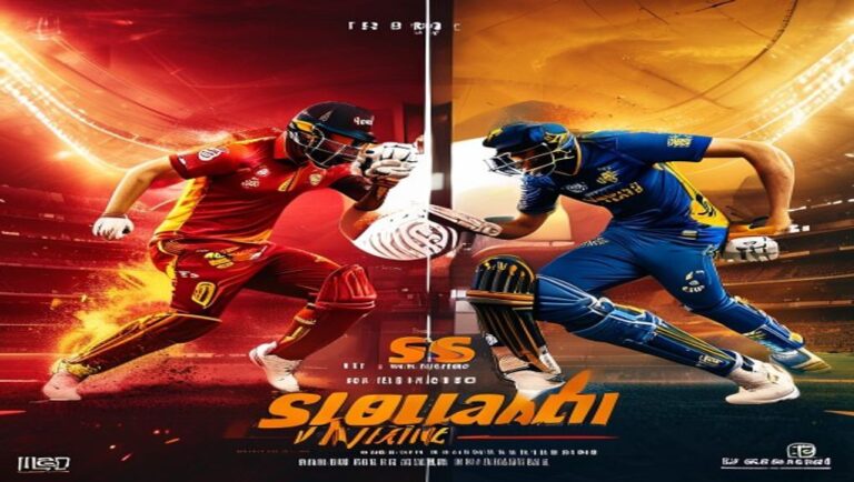 Face-off poster showing Islamabad United and Peshawar Zalmi cricket teams in contrasting colors for PSL rivalry at Na...