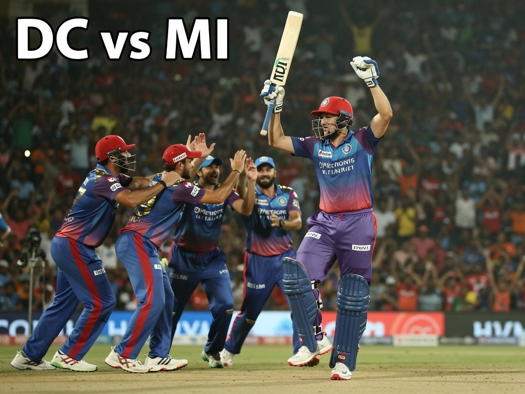 Updated IPL 2026 Points Table Delhi — Dynamic action shot of a Delhi Capitals batsman celebrating after scoring crucia