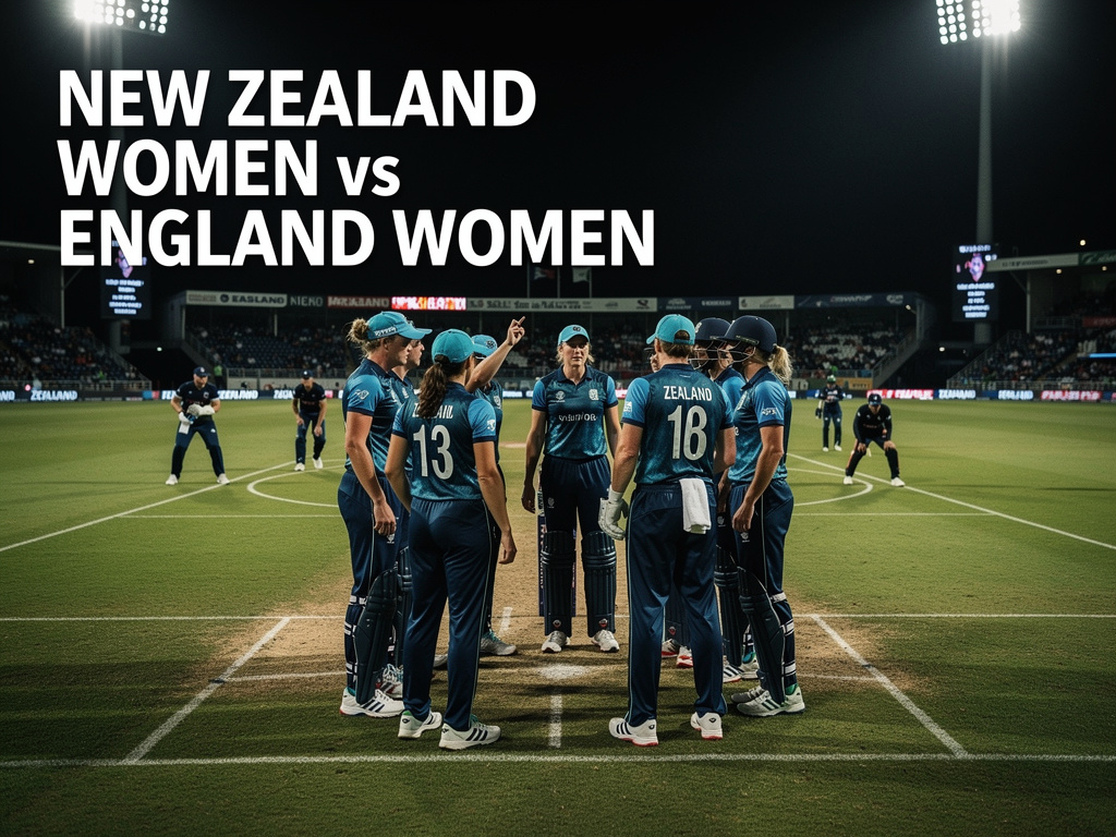 Zealand Women Script History — Wide tactical shot of Zealand Women planning in a tense mid-pitch conference, ca