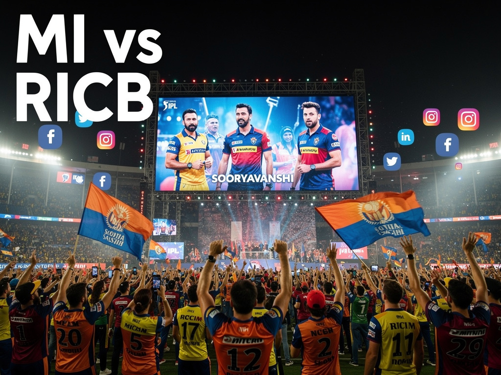 Zyada Idhar Udhar Nahi IPL 2026 — Ultra-realistic, high-resolution 4:3 image capturing a buzzing IPL fan park duri