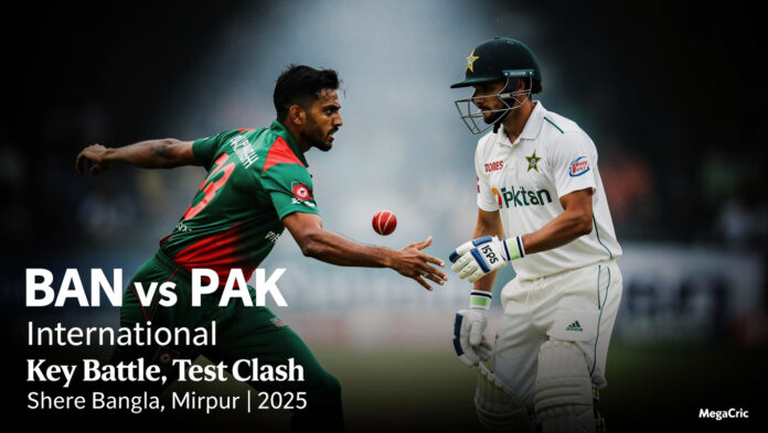 Bangladesh vs Pakistan: The Key Test Matchup Bangladesh fast bowler and Pakistan top-order batter face off in intense, close-up Test match star duel at Shere Bang...
